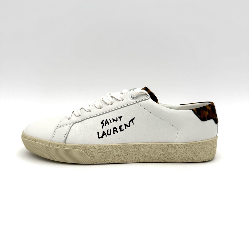 Saint Laurent Women's Court Classic Sneaker Shoes US Size 6 EU 36 White Leopard - Picture 2 of 10